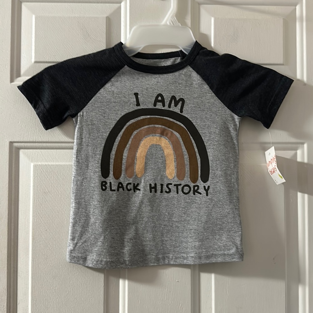 JUMPING BEANS GRAY I AM BLACK HISTORY TEE: NEW WITH TAGS: SIZE 4
